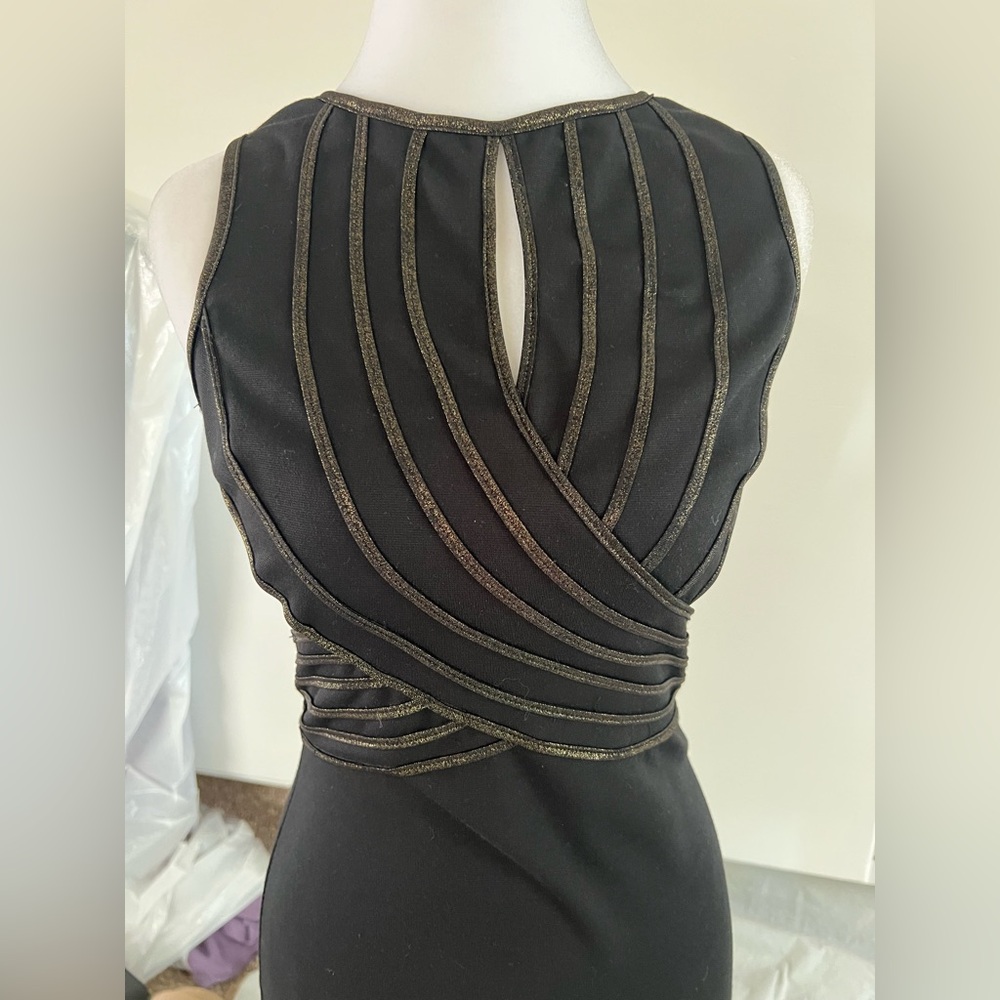 Black & Gold Sleeveless Bodycon Dress - Picture 3 of 6